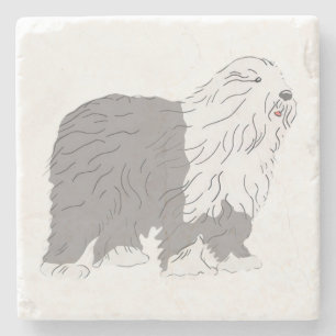 English Sheepdog Stone Coaster