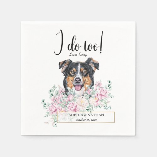 English Shepherd Dog Wedding Cocktail Napkins