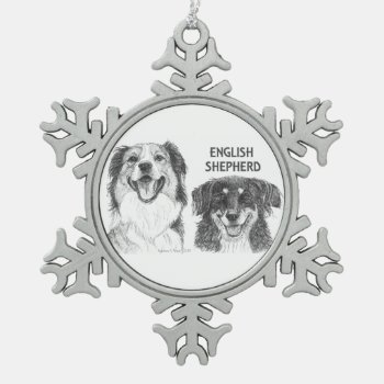 English Shepherd Pewter Snowflake Ornament by ArtfulPawDesigns at Zazzle