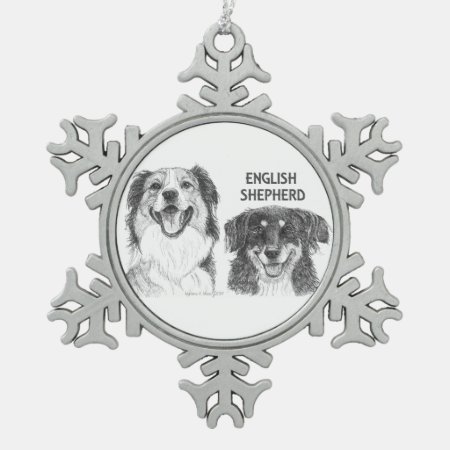 English Shepherd Pewter Snowflake Ornament