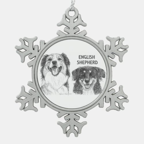 English Shepherd Pewter snowflake ornament