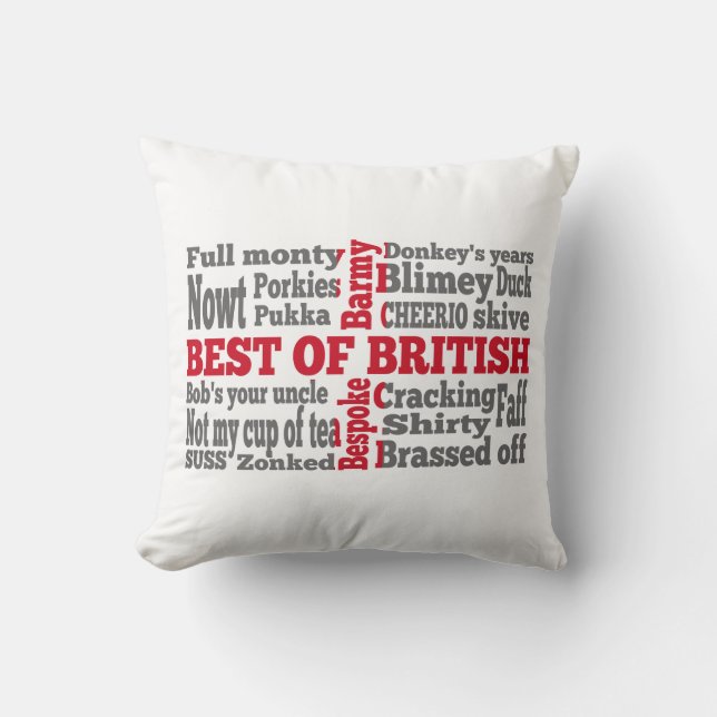 English slang on the St George's Cross flag Throw Pillow (Front)