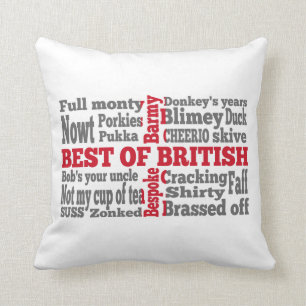 English slang on the St George's Cross flag Throw Pillow
