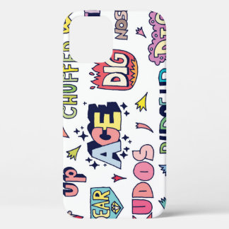 English slang words, doodle lettering iPhone 12 case