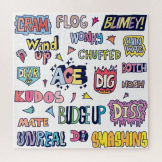 English slang words, doodle lettering jigsaw puzzle