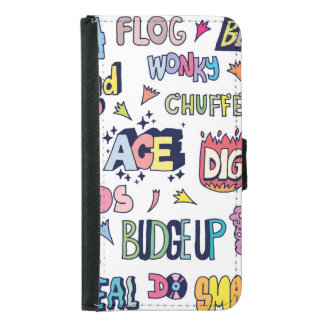 English slang words, doodle lettering samsung galaxy s5 wallet case