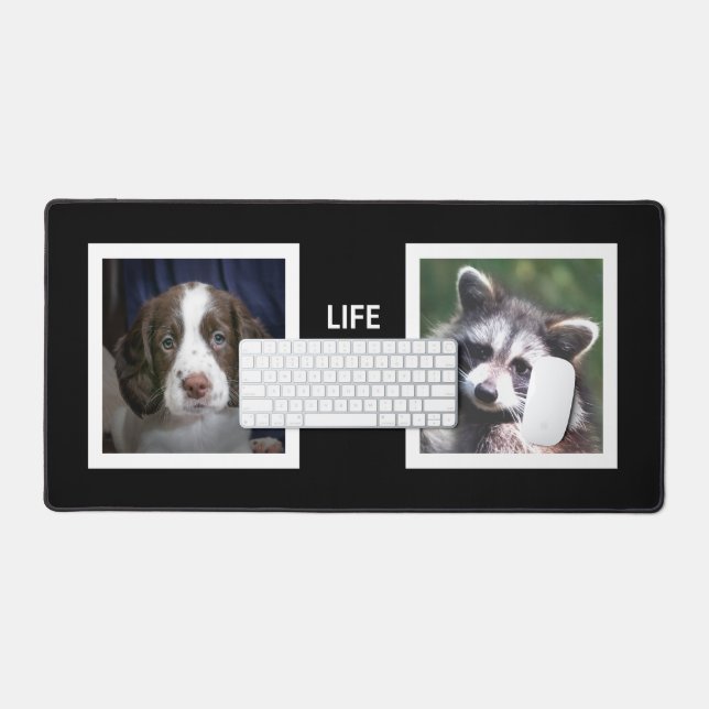 English Spaniel Dog and Raccoon Custom Photos Desk Mat (Keyboard & Mouse)