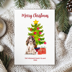 English Spaniel Dog Family Christmas Holiday Card