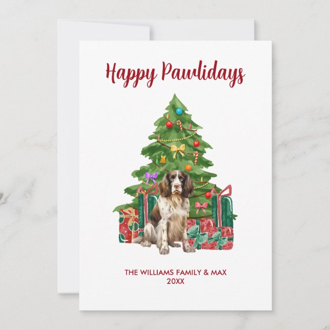 English Spaniel Personalized Dog Christmas Holiday Card (Front)