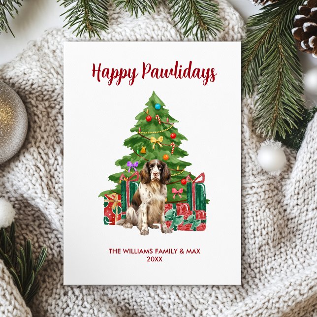 English Spaniel Personalized Dog Christmas Holiday Card (Creator Uploaded)