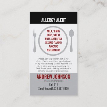 English/spanish Bilingual Allergy Alert Card by mistyqe at Zazzle