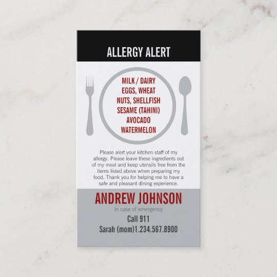 English/Spanish Bilingual Allergy Alert Card | Zazzle.com