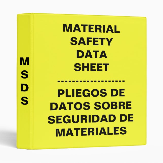English Spanish MSDS Binder (Front/Spine)