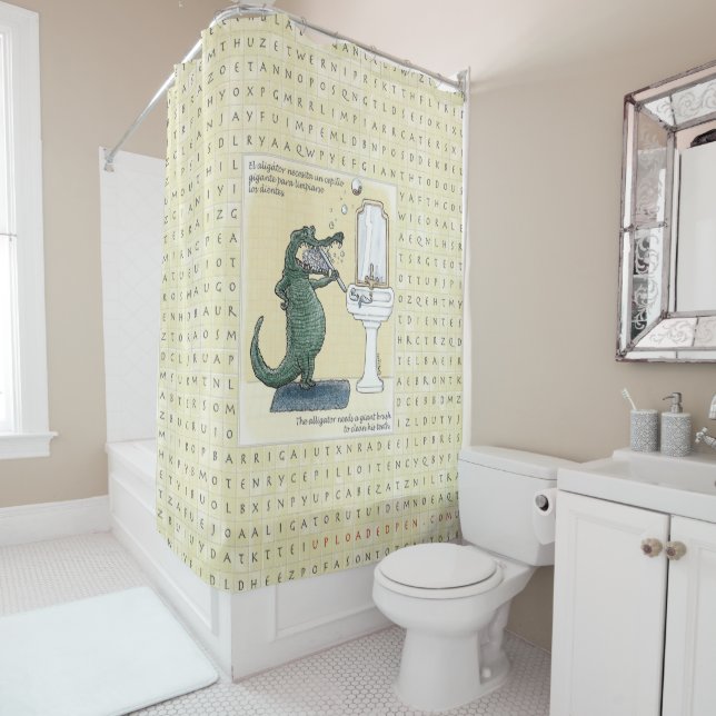 English/Spanish Shower Curtain - Difficult/Difícil (In Situ)