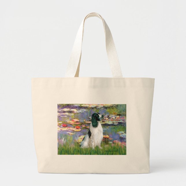 English Springer 7 - Lilies 2 Large Tote Bag (Front)