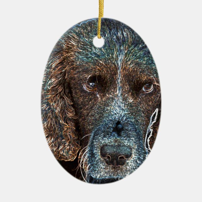 English Springer Ceramic Ornament (Front)