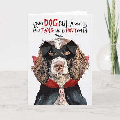 English Springer Dog Funny Count DOGcula Halloween Holiday Card