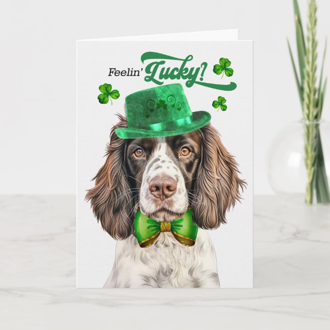 English Springer Dog  Lucky St Patrick's Day Holiday Card (Front)