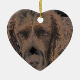 English Springer Dogs Ceramic Ornament