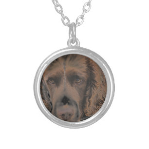 English Springer Dogs Silver Plated Necklace