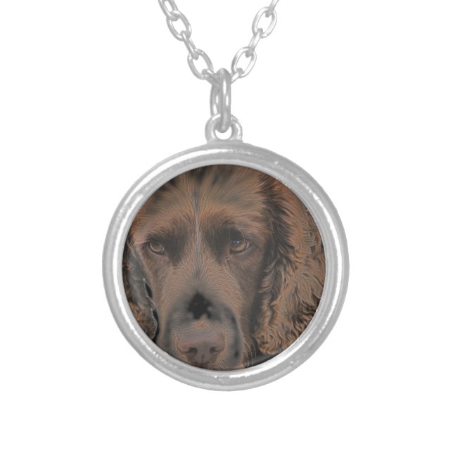 English Springer Dogs Silver Plated Necklace (Front)