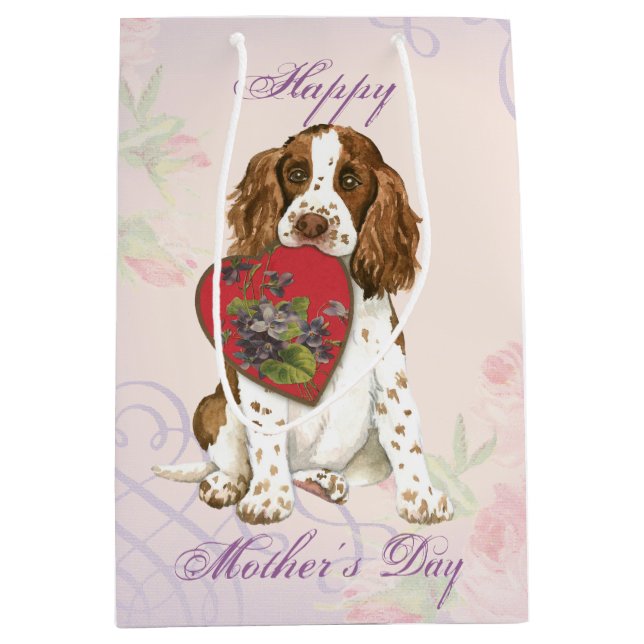 English Springer Heart Mom Medium Gift Bag (Front)