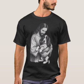 English Springer Spaniel And Jesus Christian Faith T-Shirt