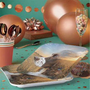 English Springer Spaniel and Pheasant Paper Plates
