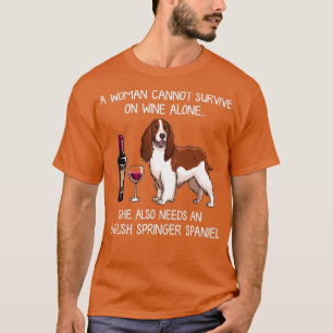 English Springer Spaniel and wine Funny dog  T-Shirt