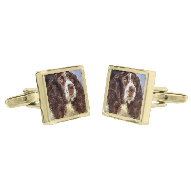 English Springer Spaniel Art Cufflinks (Angled)