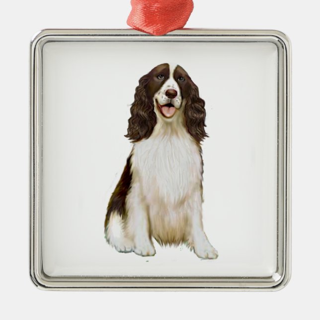 English Springer Spaniel (B) - Liver and White Metal Ornament (Front)