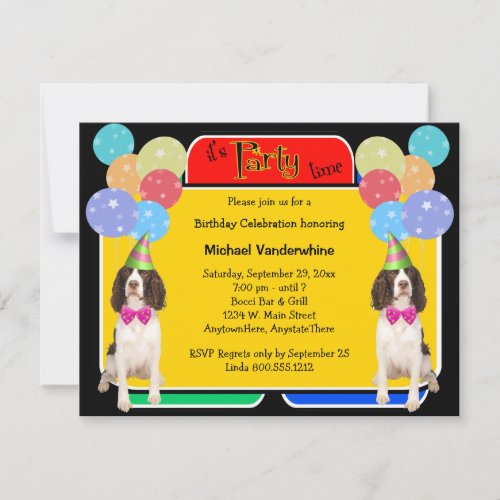 English Springer Spaniel Birthday Barker Custom Invites