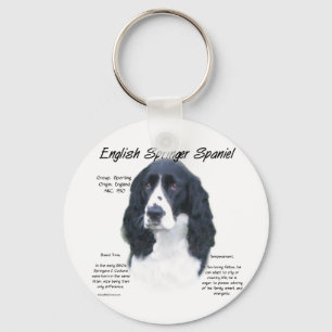 English Springer Spaniel (blk) History Design Keychain