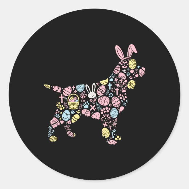 English Springer Spaniel Bunny Easter Egg Easter D Classic Round Sticker (Front)