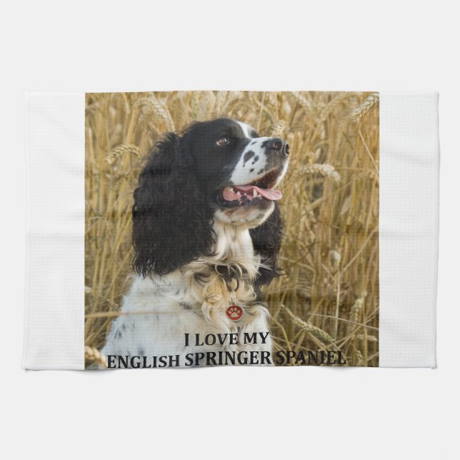 english springer spaniel bwlove w pic kitchen towel (Horizontal)