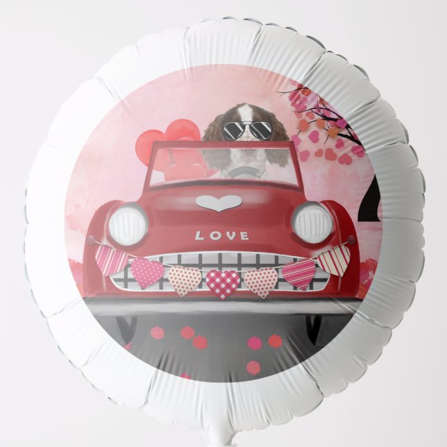 English Springer Spaniel Car Hearts Valentine's  Balloon (Front)