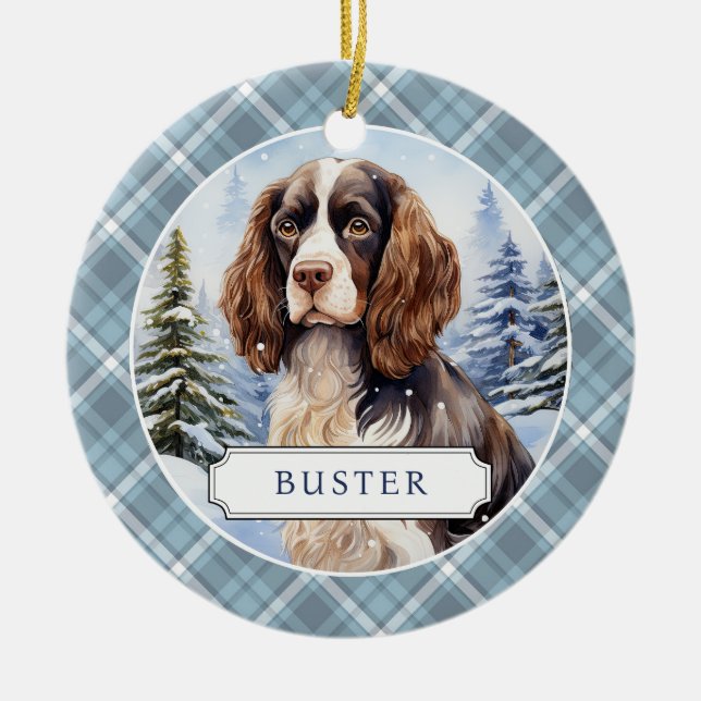 English Springer Spaniel Ceramic Circle Ornament (Front)