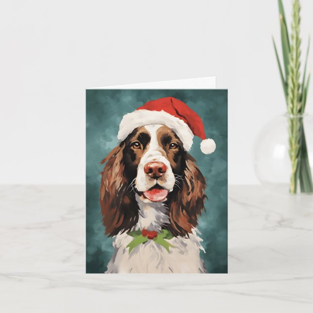 English Springer Spaniel Christmas brush painting  Card (Front)