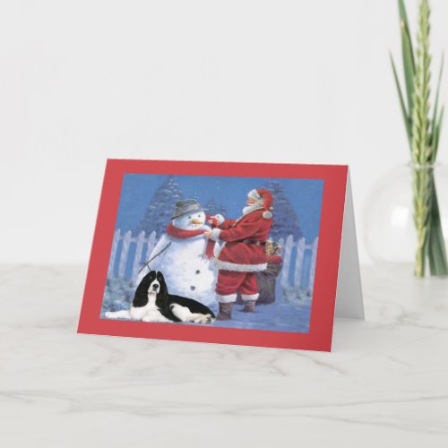 English Springer Spaniel Christmas Card Santa and 