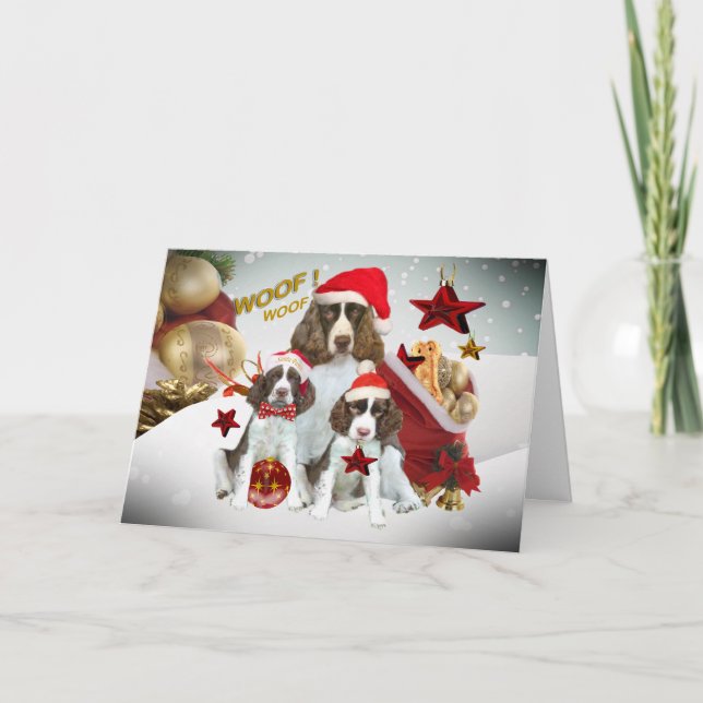 English Springer Spaniel Christmas Decorations Holiday Card (Front)