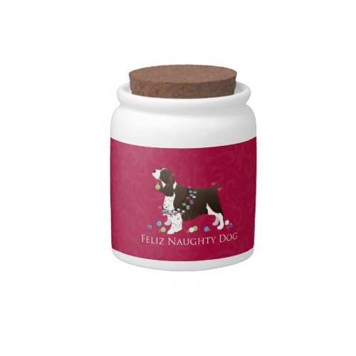 English Springer Spaniel Christmas Design Candy Jar