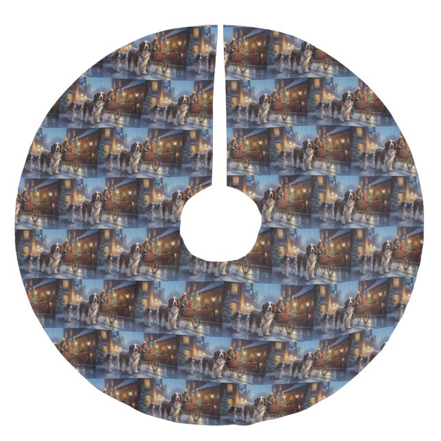 English Springer Spaniel Christmas Festive Season Brushed Polyester Tree Skirt (Front)