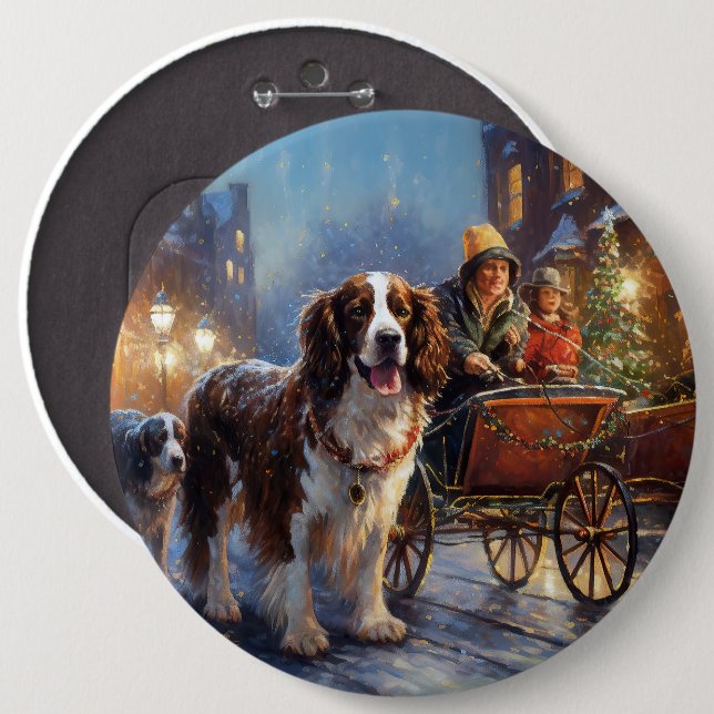 English Springer Spaniel Christmas Festive Season Button (Front & Back)