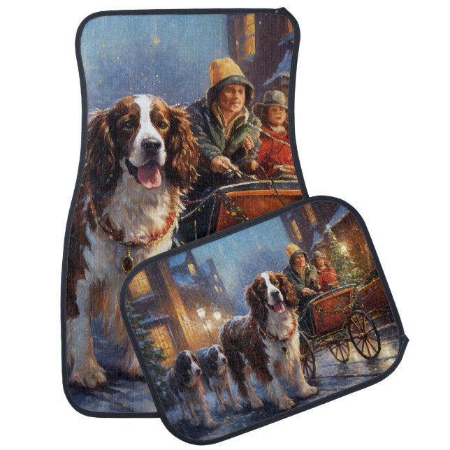 English Springer Spaniel Christmas Festive Season Car Floor Mat (Set)