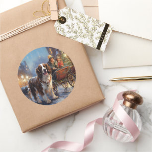 English Springer Spaniel Christmas Festive Season Classic Round Sticker