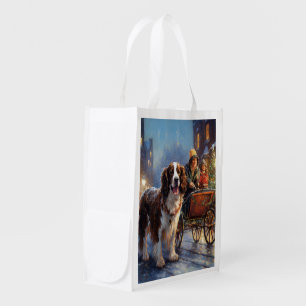 English Springer Spaniel Christmas Festive Season Grocery Bag