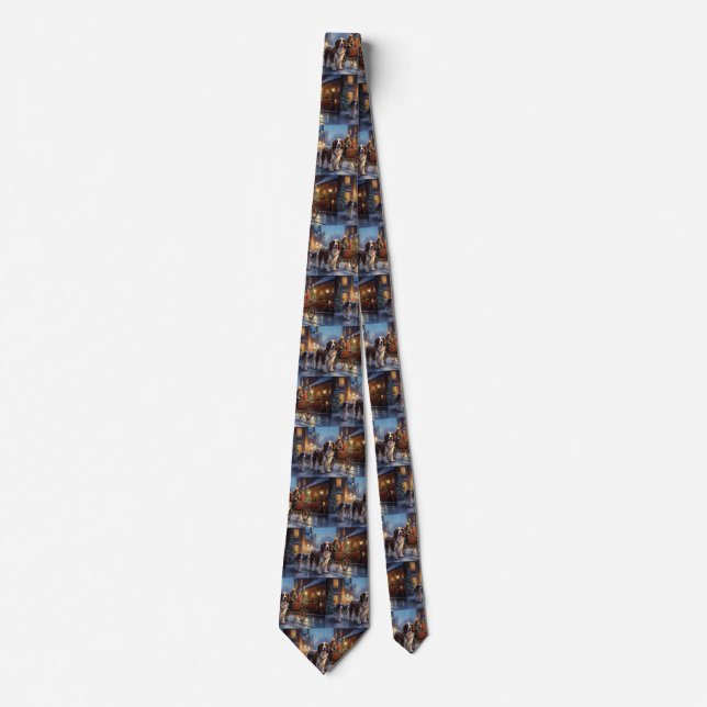 English Springer Spaniel Christmas Festive Season Neck Tie (Front)