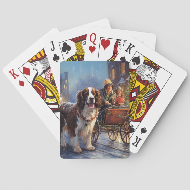 English Springer Spaniel Christmas Festive Season Poker Cards (Back)