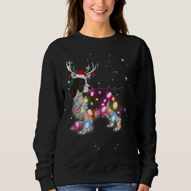 English Springer Spaniel Christmas Lights Pajama F Sweatshirt (Front)