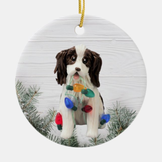 English Springer Spaniel Christmas ornament (Front)